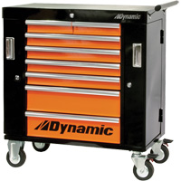 Roller Cabinet, 8 Drawers, 36" W x 18" D x 39-1/4" H, Black/Orange Sécurité Médic