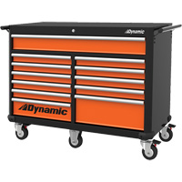 Roller Cabinet, 12 Drawers, 53" W x 24" D x 41" H, Black/Orange Sécurité Médic