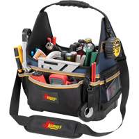 Molded Base Electrical/HVAC Tool Carrier, Ballistic Polyester, 20 Pockets, Black/Blue Sécurité Médic