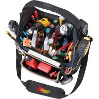Molded Base Electrical/HVAC Tool Carrier, Ballistic Polyester, 20 Pockets, Black/Blue Sécurité Médic