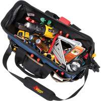Molded Base Big-Mouth Tote Tool Bag, Ballistic Polyester, 23 Pockets, Black/Blue Sécurité Médic