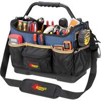 Molded Base Open-Top Tool Box, Ballistic Polyester, 17 Pockets, Black/Blue Sécurité Médic