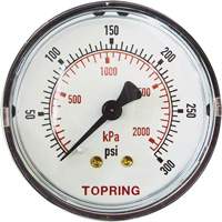 Replacement Pressure Gauge, 2" , 0 - 175 psi, Back Mount, Analogue Sécurité Médic