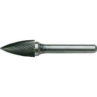 CLEVELAND Solid Carbide Burrs - Tree Shape Pointed End, SG-41, 1/8" Dia., 1/8" Shank, 1/4" Depth of Cut Sécurité Médic