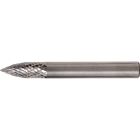 CLEVELAND Solid Carbide Burrs - Tree Shape Pointed End, SG-1, 1/4" Dia., 1/4" Shank, 5/8" Depth of Cut Sécurité Médic