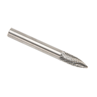CLEVELAND Solid Carbide Burrs - Tree Shape Pointed End, SG-1, 1/4" Dia., 1/8" Shank Sécurité Médic