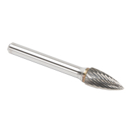 CLEVELAND Solid Carbide Burrs - Tree Shape Pointed End, SG-3, 9.53 mm Dia., 1/4" Shank Sécurité Médic