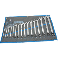 Fully Polished Long Pattern Combination Wrench Set, Combination, 16 Pieces, Metric Sécurité Médic