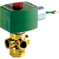 3-Way Direct Acting Universal Solenoid Valves, 1/4" Pipe, 100 psi Sécurité Médic