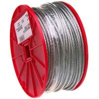 Wire Cable, 500' (152.4 m) x 3/32", 184 lbs. (0.092 tons), Galvanized Sécurité Médic