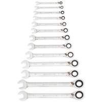 72-Tooth 12 Point Reversible Ratcheting SAE Wrench Set, Combination, 13 Pieces, Imperial Sécurité Médic