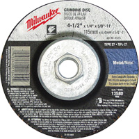 Grinding Wheel, 4-1/2" x 1/8", 5/8"-11 Arbor, Aluminum Oxide, Type 27 Sécurité Médic
