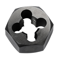 Hex Rethreading Die Nut, 1"/1-1/4" Dia., 1/4"-18 Thread, Carbon Steel/Chromium Steel Sécurité Médic