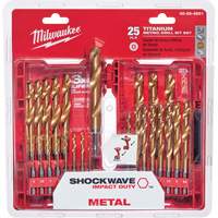 Jeu de forets m&eacute;triques Shockwave Red Helix, 25 morceaux, Titane Sécurité Médic