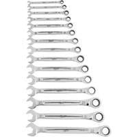 Ratcheting Wrench Set, Combination, 15 Pieces, Metric Sécurité Médic