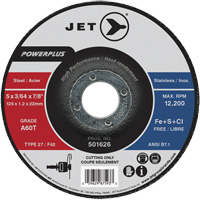 A60T PowerPlus Cut-Off Wheel, 5" x 3/64", 7/8" Arbor, Type 27, 12200 RPM Sécurité Médic