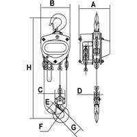 KCH Series Chain Hoists, 20' Lift, 2200 lbs. (1 tons) Capacity, Alloy Steel Chain Sécurité Médic