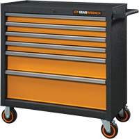 GSX Series Rolling Tool Cabinet, 6 Drawers, 36" W x 18-1/5" D x 37-2/5" H, Black/Orange Sécurité Médic