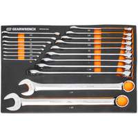 12-Point Long Pattern Combination SAE Wrench Set in Foam Storage Tray, Open-Ended, 19 Pieces, Imperial Sécurité Médic