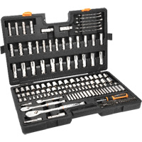 Jeu d'outils manuels pour m&eacute;canicien 90T SAE/MM avec prises 1/4", 3/8” & 1/2" Sécurité Médic