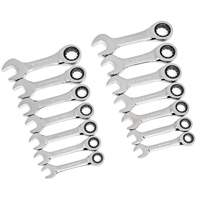 72-Tooth 12 Point Stubby Wrench Set, Ratcheting Combination, 14 Pieces, Imperial and Metric Sécurité Médic