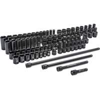 6 Point SAE/Metric Master Socket Set, 80 Pcs, Impact, 3/8" Drive Size, Deep Sécurité Médic