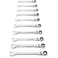 90-Tooth 12 Point SAE Wrench Set, Flex Head/Ratcheting Combination, 10 Pieces, Imperial Sécurité Médic