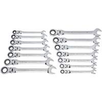 72-Tooth 12 Point Wrench Set, Flex Head/Ratcheting Combination, 14 Pieces, Imperial and Metric Sécurité Médic