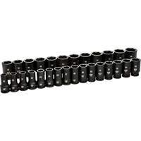 6 Point Metric Socket Set, 28 Pcs, Impact, 3/4" Drive Size, Deep Sécurité Médic