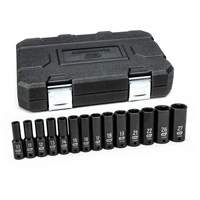 6 Point Metric Socket Set, 14 Pcs, Impact, 1/2" Drive Size, Deep Sécurité Médic