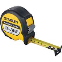 CONTROL-LOCK Tape Measure, 25 mm x 26'/8 m, Imperial & Metric Graduations Sécurité Médic