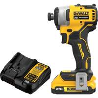 ATOMIC COMPACT SERIESMAX* Brushless Cordless Compact Impact Driver Kit, 1/4", 1700 in-lbs Max. Torque, 20 V, Lithium-Ion Sécurité Médic