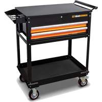 Utility Cart, 2 Drawers, 32-1/2" W x 42" H, Black/Orange Sécurité Médic