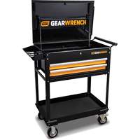 Utility Cart, 2 Drawers, 32-1/2" W x 42" H, Black/Orange Sécurité Médic