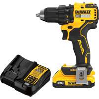 Brushless Cordless Drill/Driver Kit, Lithium-Ion, 20 V, 1/2" Chuck Sécurité Médic