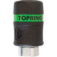 TOPQUIK Ultraflo 7.8 mm Quick Coupler, Polyester Composite, 3/8", Female NPT, 174 PSI Sécurité Médic