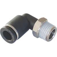 MAXFIT Push-to-Connect to Male NPT Elbow Adapter, 3/8" x 1/2" Dia., PBT Polymer Sécurité Médic
