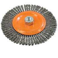 Brosse &agrave; fils nou&eacute;s pour cordons de soudure, Dia. 6-7/8'', Fils 0,02", Arbre 5/8"-11, Acier Sécurité Médic