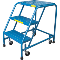 Rolling Step Ladder, 3 Steps, 18" Step Width, 28" Platform Height, Steel Sécurité Médic