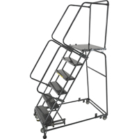 Weight Actuated Lockstep Rolling Ladders, 5 Steps, 24" Step Width, 50" Platform Height, Steel Sécurité Médic