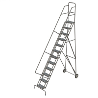 Rolling Ladder, 12 Steps, Serrated, 126" High Sécurité Médic