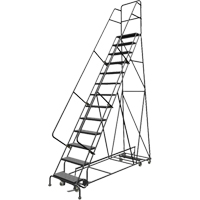 &eacute;chelles roulantes multidirectionnelles, 13 marches, Largeur de la marche 24", Hauteur de la plateforme 130", Acier Sécurité Médic