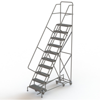 All Directional Rolling Ladder, 10 Steps, 24" Step Width, 100" Platform Height, Steel Sécurité Médic