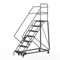 Heavy Duty Safety Slope Ladder, 7 Steps, Serrated, 50° Incline, 70" High Sécurité Médic