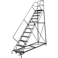 Safety Slope Rolling Ladder, 12 Steps, Perforated, 50° Incline, 120" High Sécurité Médic