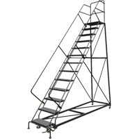 Safety Slope Rolling Ladder, 13 Steps, Perforated, 50° Incline, 130" High Sécurité Médic