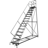 Safety Slope Rolling Ladder, 15 Steps, Perforated, 50° Incline, 150" High Sécurité Médic