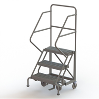 Safety Slope Rolling Ladder, 3 Steps, Serrated, 50° Incline, 30" High Sécurité Médic