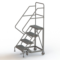 Safety Slope Rolling Ladder, 4 Steps, Serrated, 50° Incline, 40" High Sécurité Médic