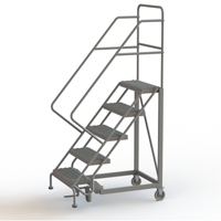 Safety Slope Rolling Ladder, 5 Steps, Serrated, 50° Incline, 50" High Sécurité Médic